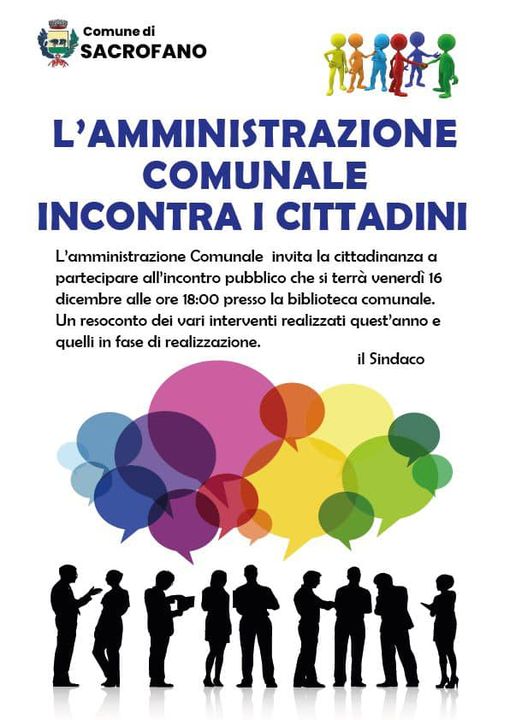 BILANCIO DI FINE ANNO: L'AMMINISTRAZIONE COMUNALE INCONTRA I CITTADINI 