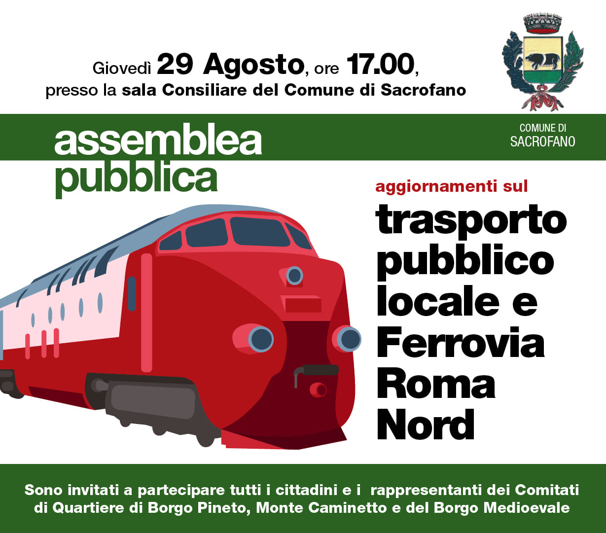 Assemblea pubblica per aggiornamenti sulla situazione del trasporto pubblico e della ferrovia Roma Nord